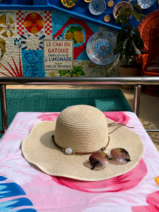 Chapeau perle beige