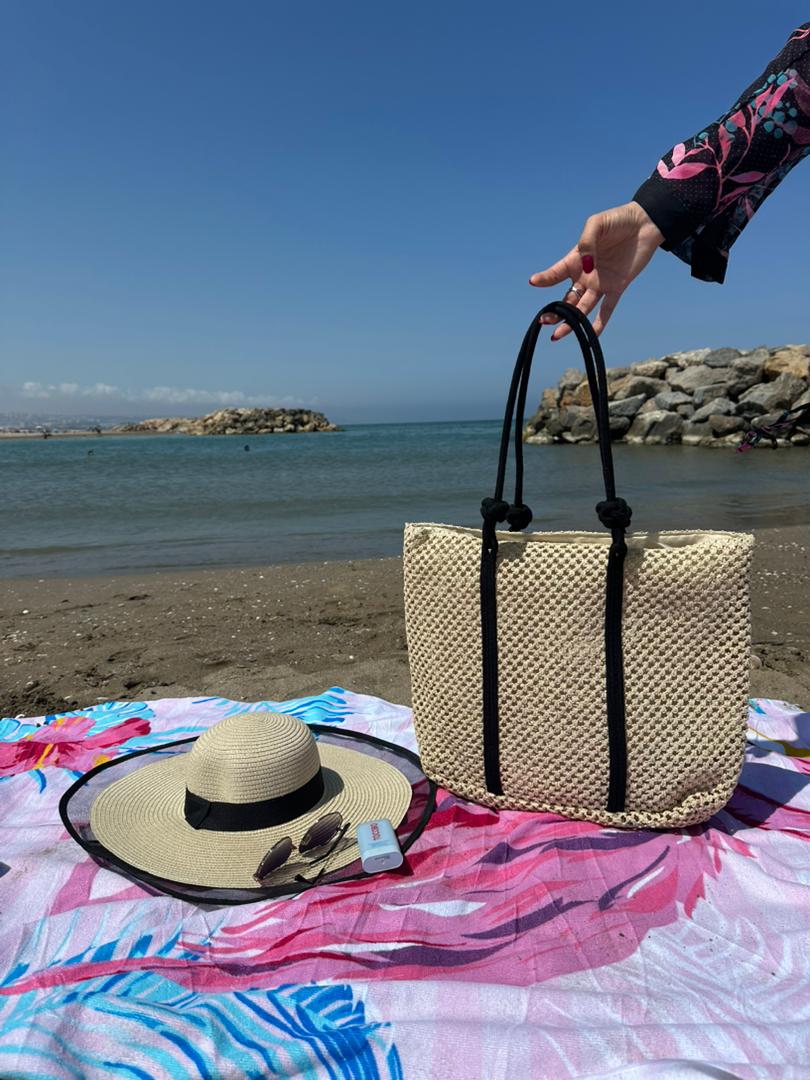 Sac de plage filet classe avec chapeau