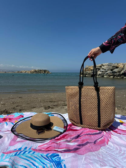 Sac de plage filet classe avec chapeau