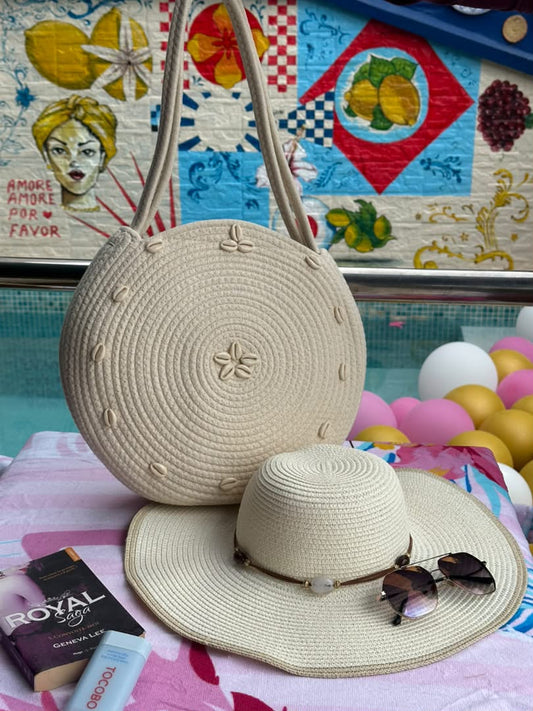 Sac rond coquillage avec chapeau